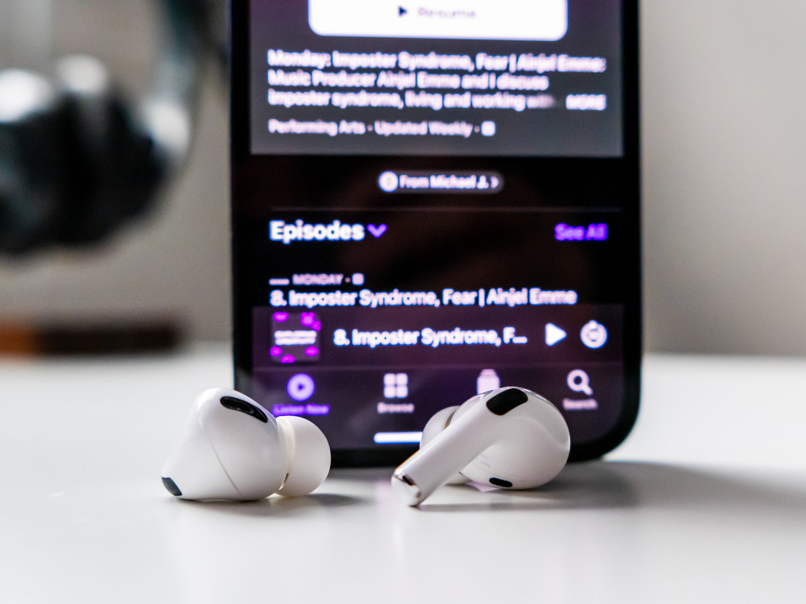 Earbuds with Phone with Podcast